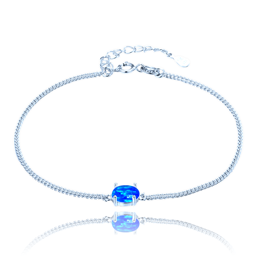 MINET Stříbrný náramek s modrým opálkem JMAS0295BB16