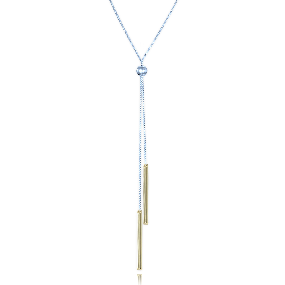 MINET Stříbrný bicolor náhrdelník se stahovacím zapínáním