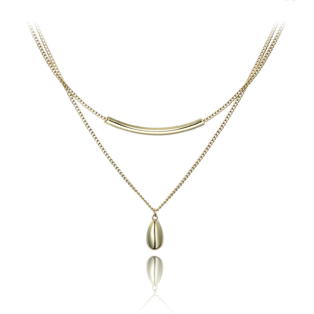 MINET Elegantní pozlacený dvojitý stříbrný náhrdelník JMAS0294GN47