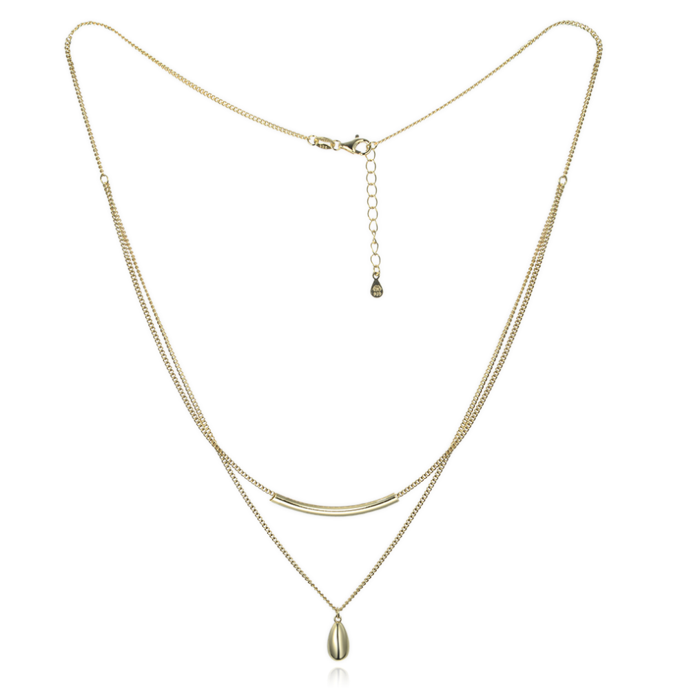 MINET Elegantní pozlacený dvojitý stříbrný náhrdelník JMAS0294GN47