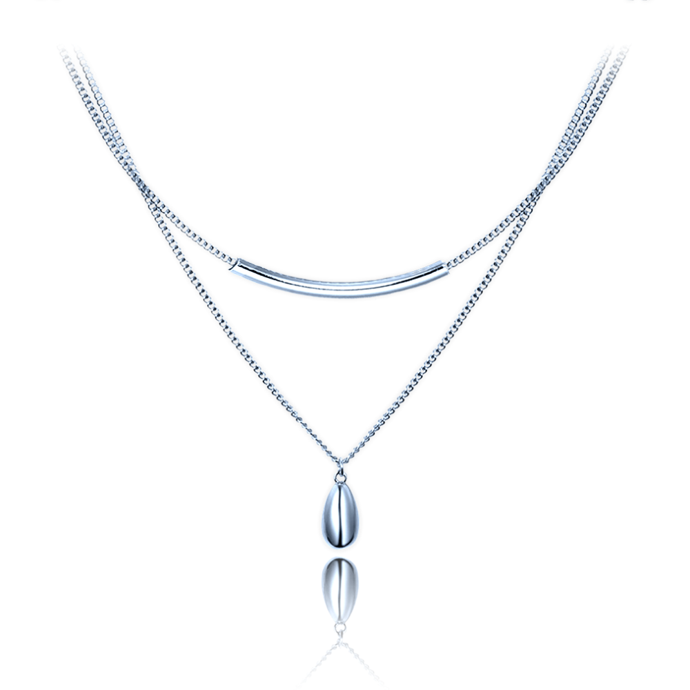 MINET Elegantní dvojitý stříbrný náhrdelník JMAS0294SN47