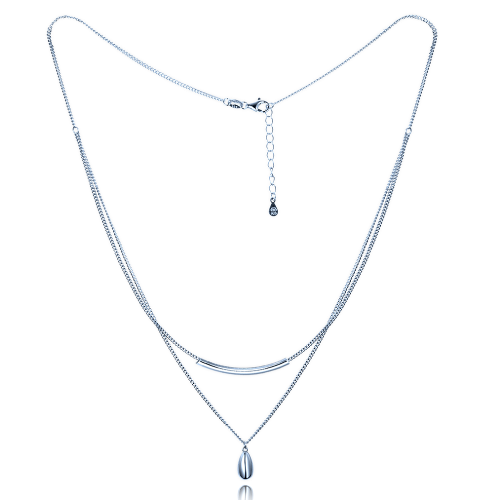 MINET Elegantní dvojitý stříbrný náhrdelník JMAS0294SN47