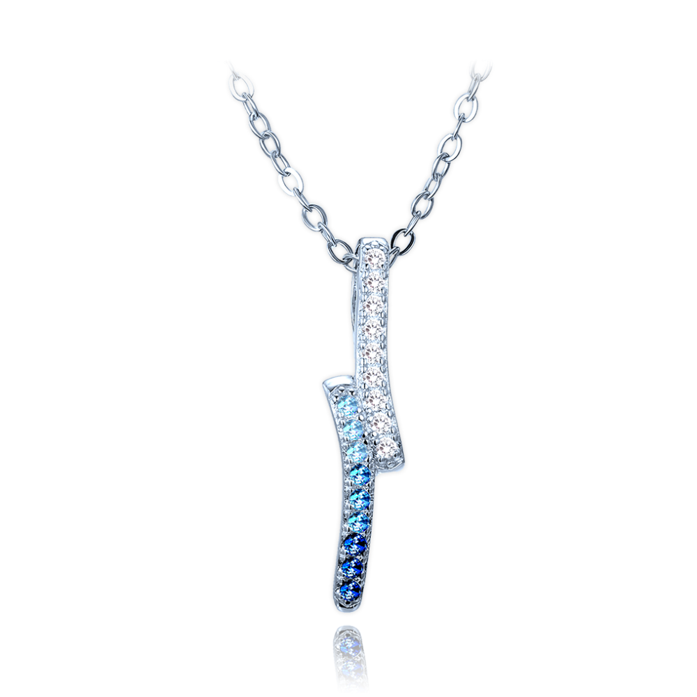 MINET Luxusní stříbrný náhrdelník s bílými a modrými zirkony