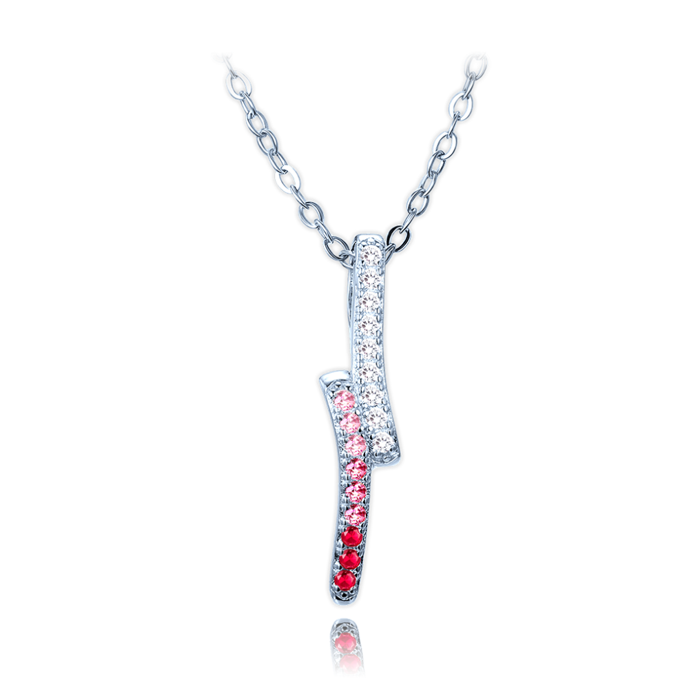 MINET Luxusní stříbrný náhrdelník s bílými, červenými a růžovými zirkony