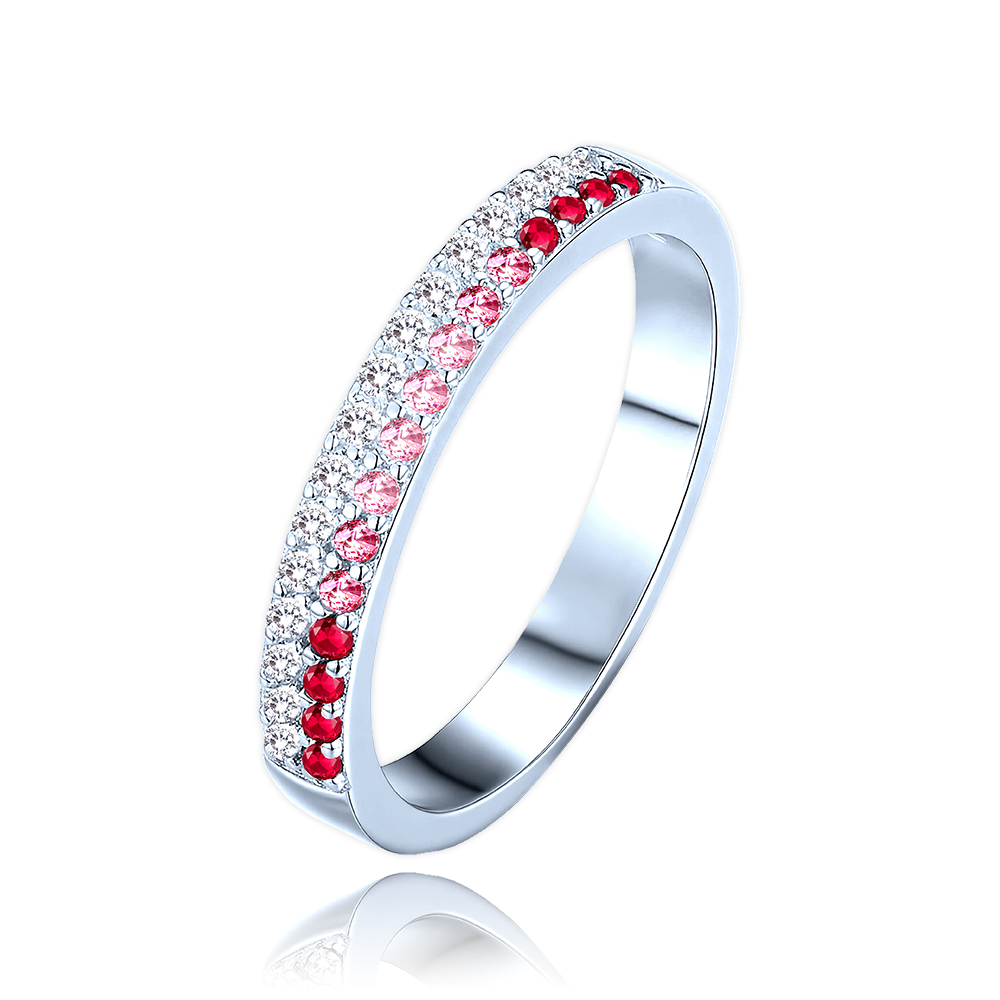 MINET Luxusní stříbrný prsten s bílými, červenými a růžovými zirkony vel. 59 JMAS0291CR59