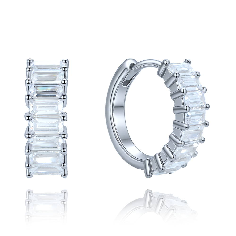 MINET Luxusní stříbrné náušnice s bílými zirkony