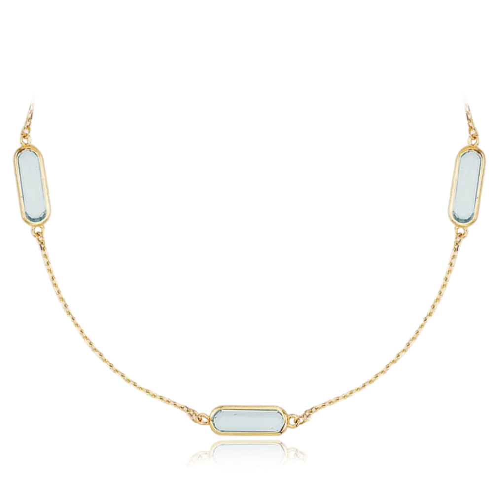 MINET Elegantní zlatý náhrdelník se světle modrými zirkony Au 585/1000 2,90g JMG0156AGN48