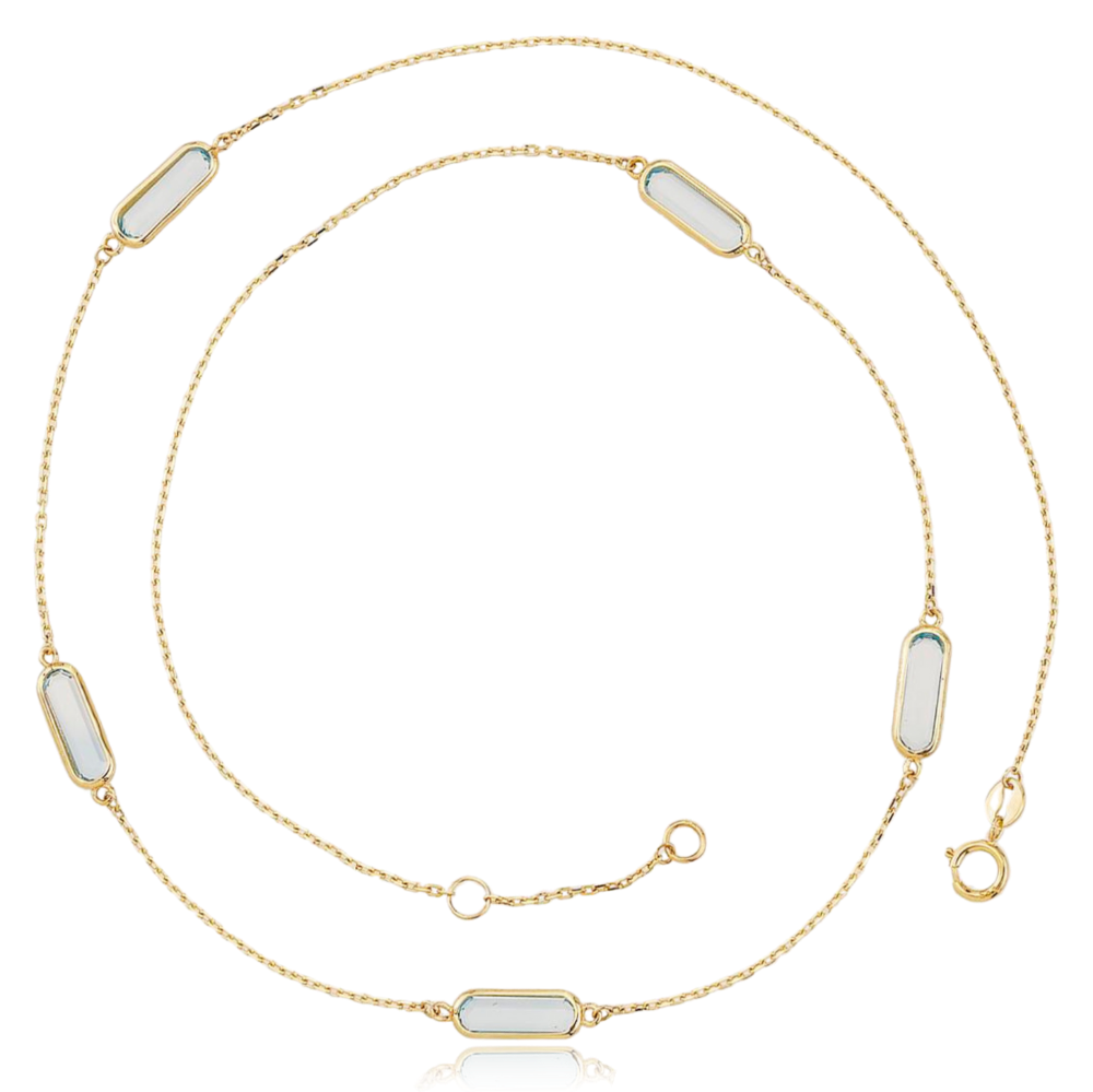 MINET Elegantní zlatý náhrdelník se světle modrými zirkony Au 585/1000 2,90g JMG0156AGN48