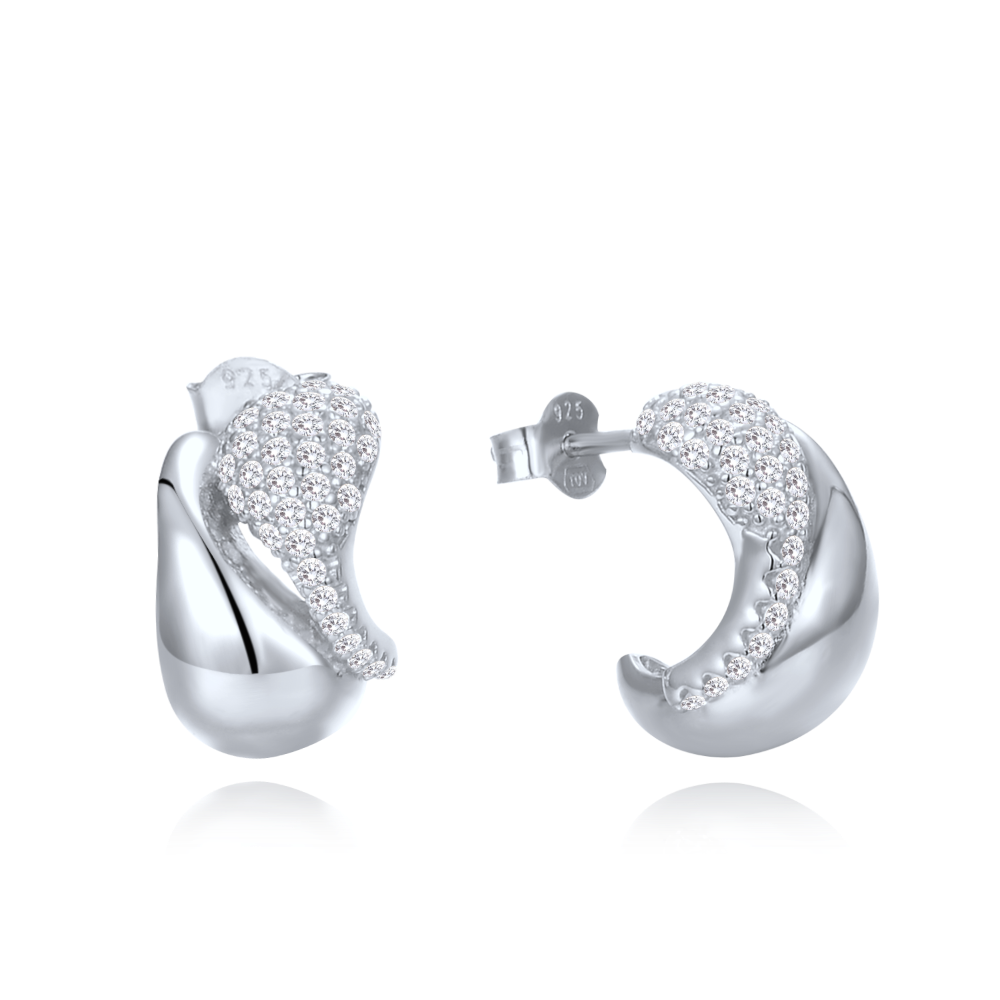MINET Luxusní stříbrné náušnice s bílými zirkony JMAN0642SE00