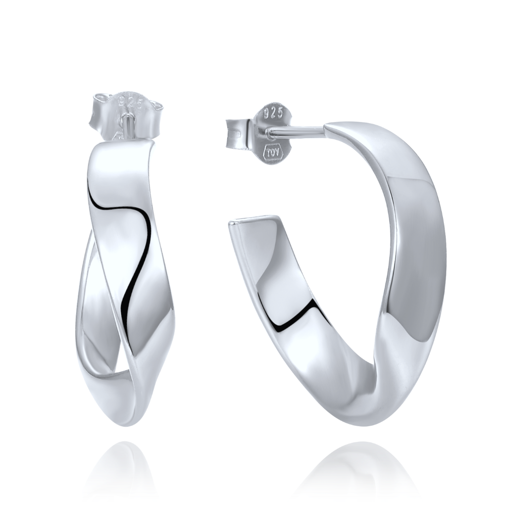 MINET Moderní stříbrné náušnice kroucené kroužky JMAN0643SE00