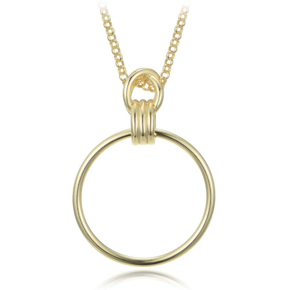 MINET Pozlacený moderní stříbrný náhrdelník kruh JMAS0297GN45