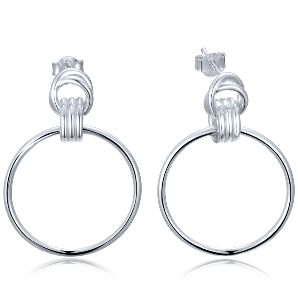 MINET Moderní stříbrné náušnice kruhy  JMAS0297SE00