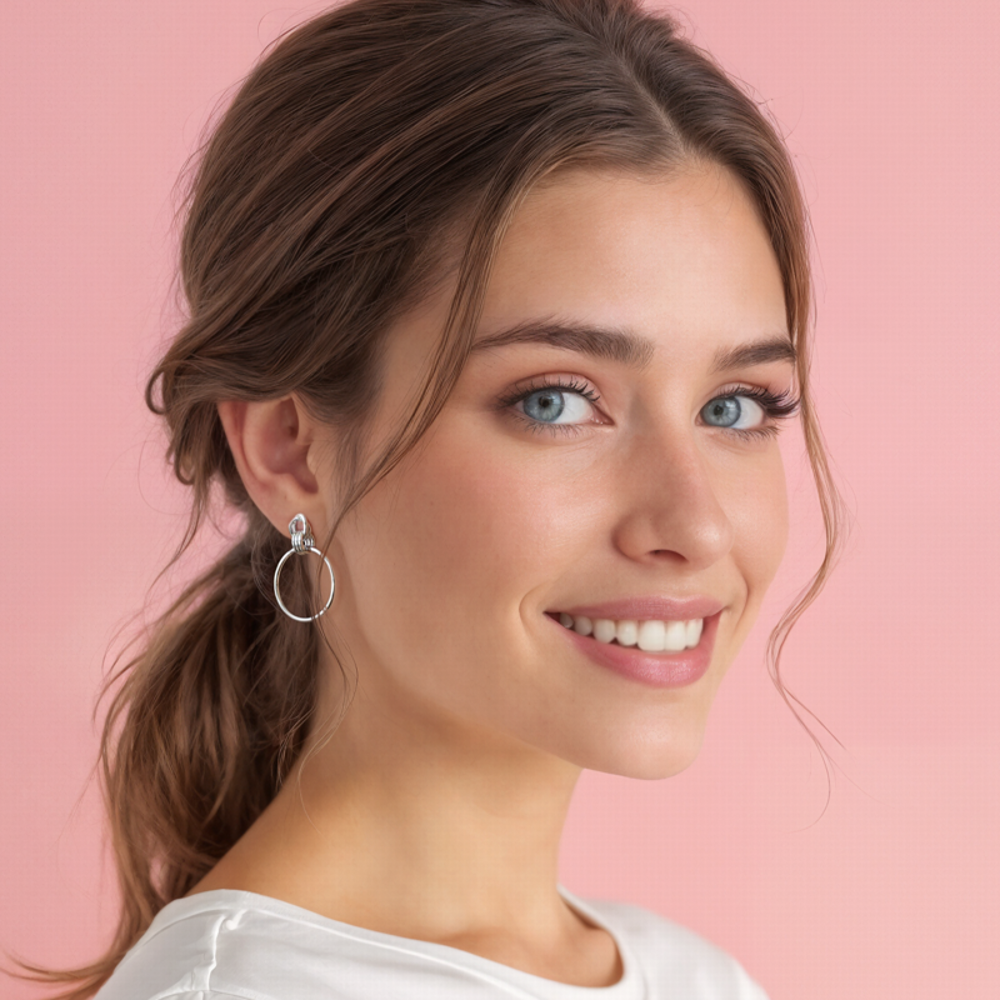 MINET Moderní stříbrné náušnice kruhy  JMAS0297SE00