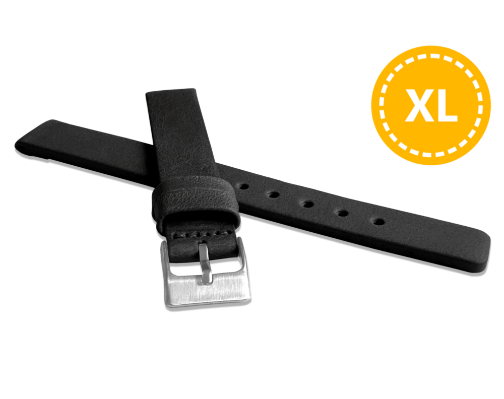 LAVVU XL Prodloužený černý hladký řemínek Plain z luxusní kůže Top Grain - 10 XL LSCXB10