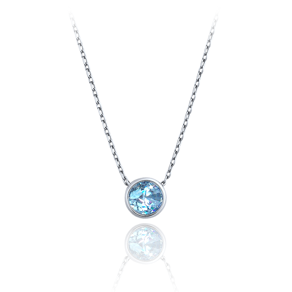 MINET Elegantní zlatý náhrdelník se světle modrým zirkonem Au 585/1000 1,75g JMG0270ASN42