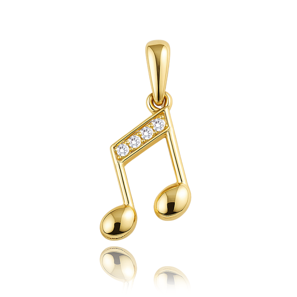 MINET Zlatý přívěs nota s bílými zirkony Au 585/1000 0,55g