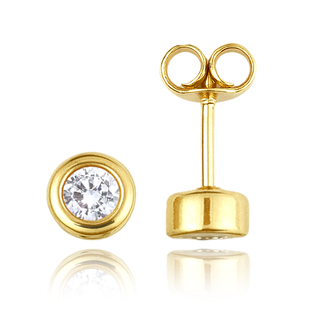 MINET Elegantní zlaté náušnice s bílými zirkony Au 585/1000 1,35g