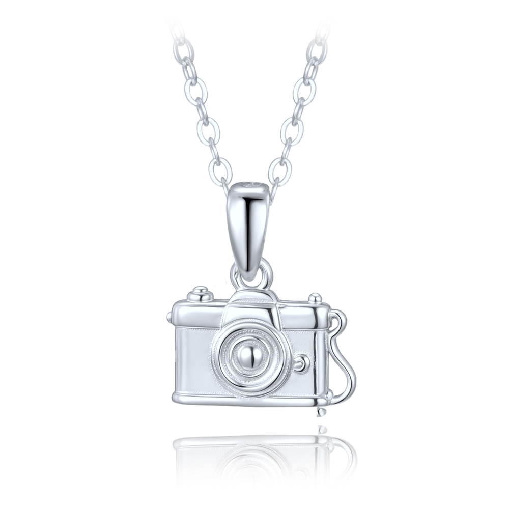 MINET Stříbrný náhrdelník fotoaparát JMAN0657SN48