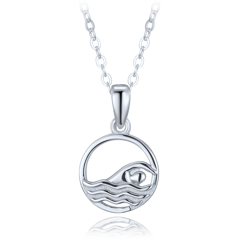 MINET Stříbrný náhrdelník plavec ve vodě JMAN0662SN48