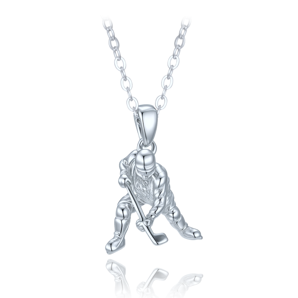 MINET Dětský stříbrný náhrdelník hokejista