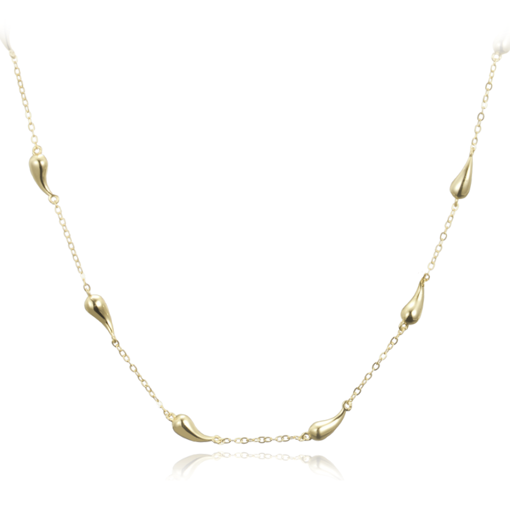 MINET Pozlacený stříbrný náhrdelník kapky JMAN0565GN48