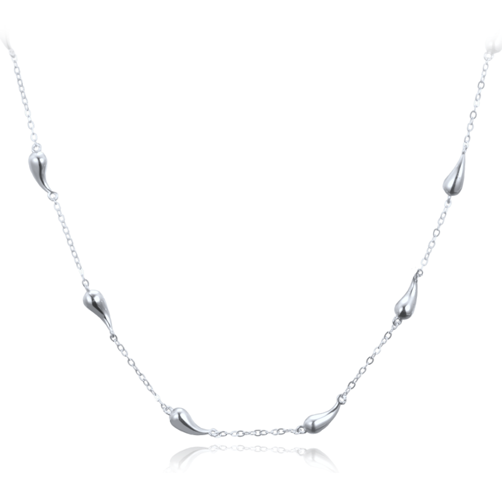 MINET Moderní stříbrný náhrdelník kapky JMAN0565SN48