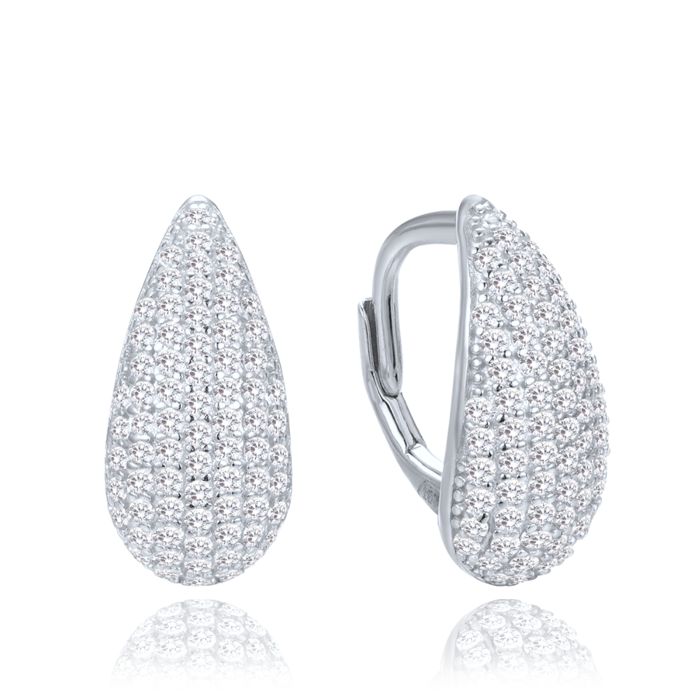 MINET Stříbrné náušnice kapky s bílými zirkony JMAN0565WE00