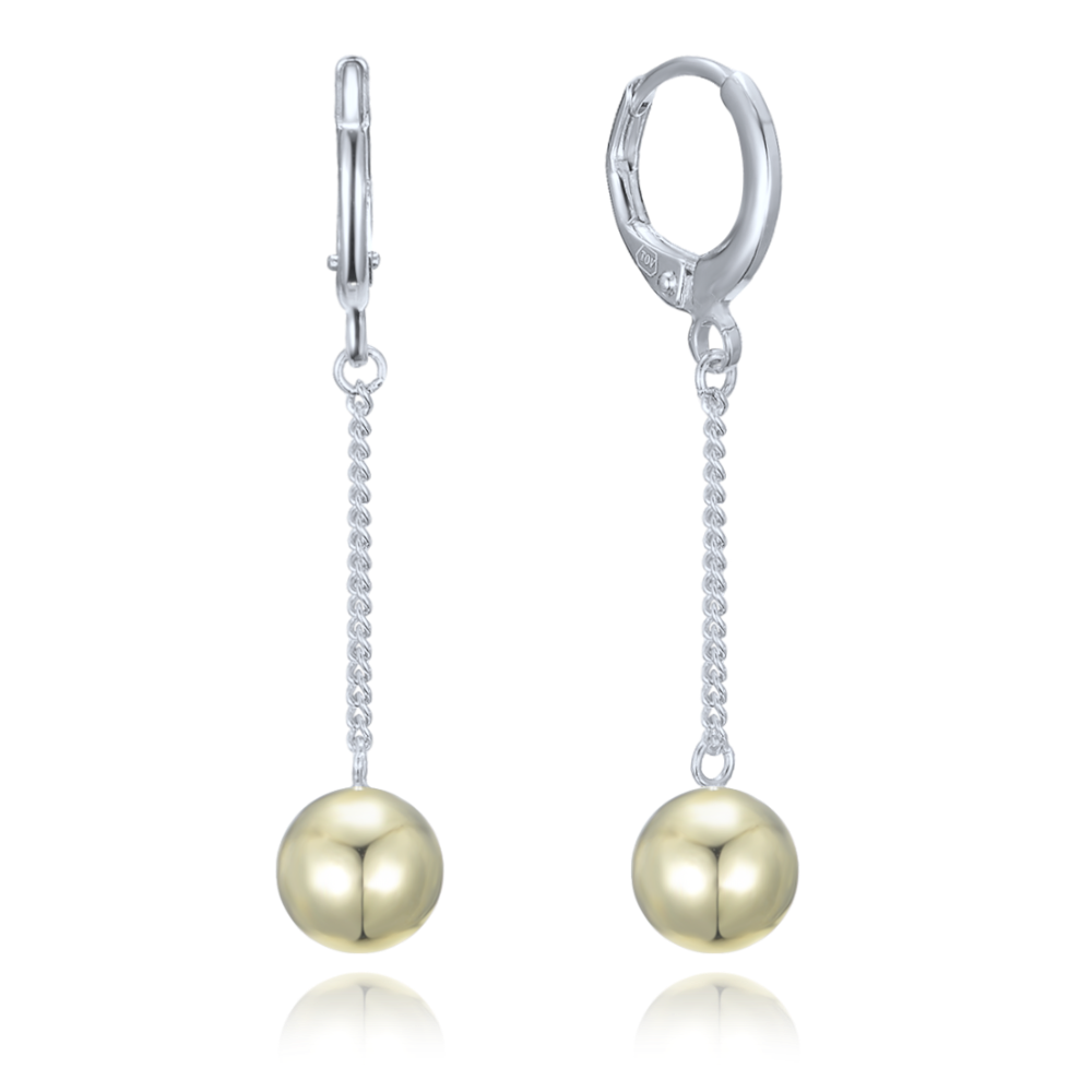 MINET Řetízkové stříbrné visací náušnice v kombinaci s pozlacenými kuličkami JMAS0302GE00