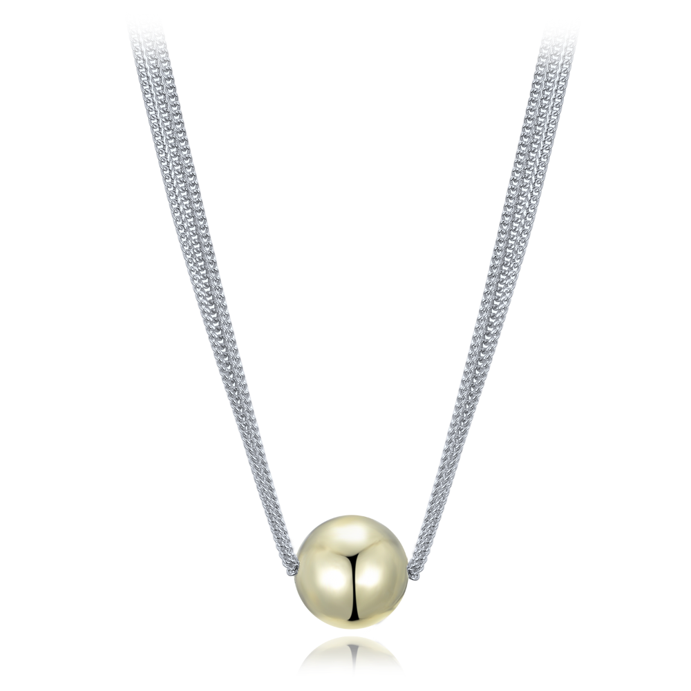 MINET Elegantní dvoubarevný stříbrný náhrdelník se třemi řetízky s kuličkou Ag 925/1000 10,70g JMAS0302GN47