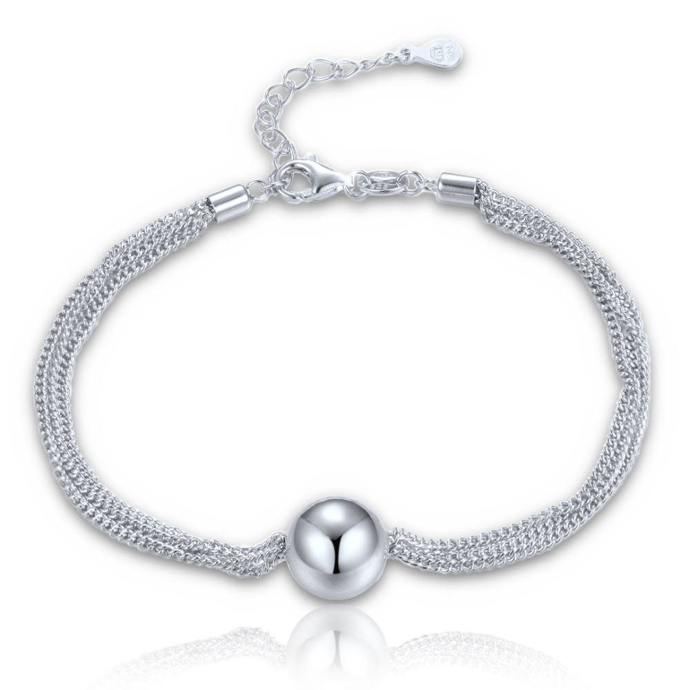 MINET Elegantní stříbrný náramek se třemi řetízky s kuličkou JMAS0302SB17