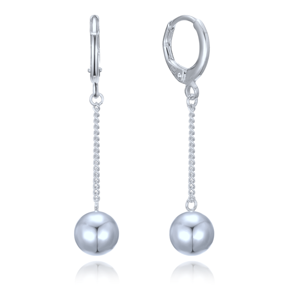 MINET Řetízkové stříbrné visací náušnice s kuličkami JMAS0302SE00