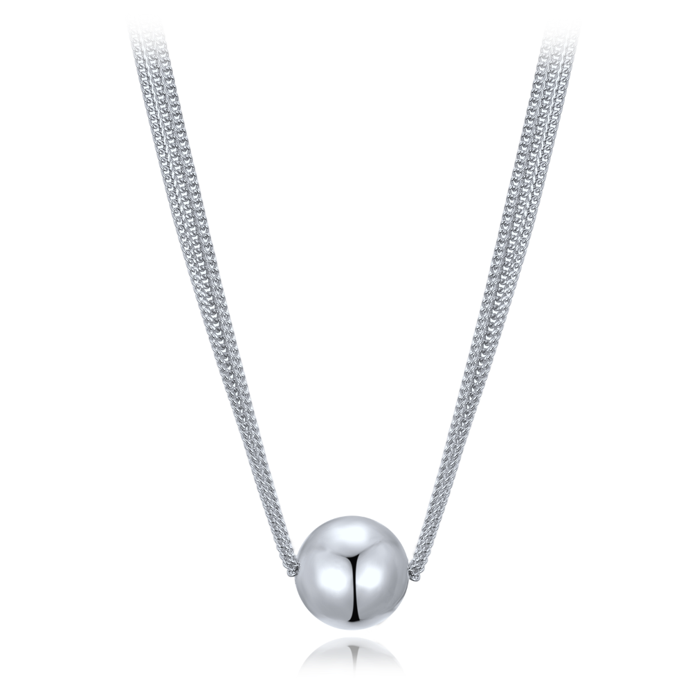 MINET Elegantní stříbrný náhrdelník se třemi řetízky s kuličkou Ag 925/1000 10,65g