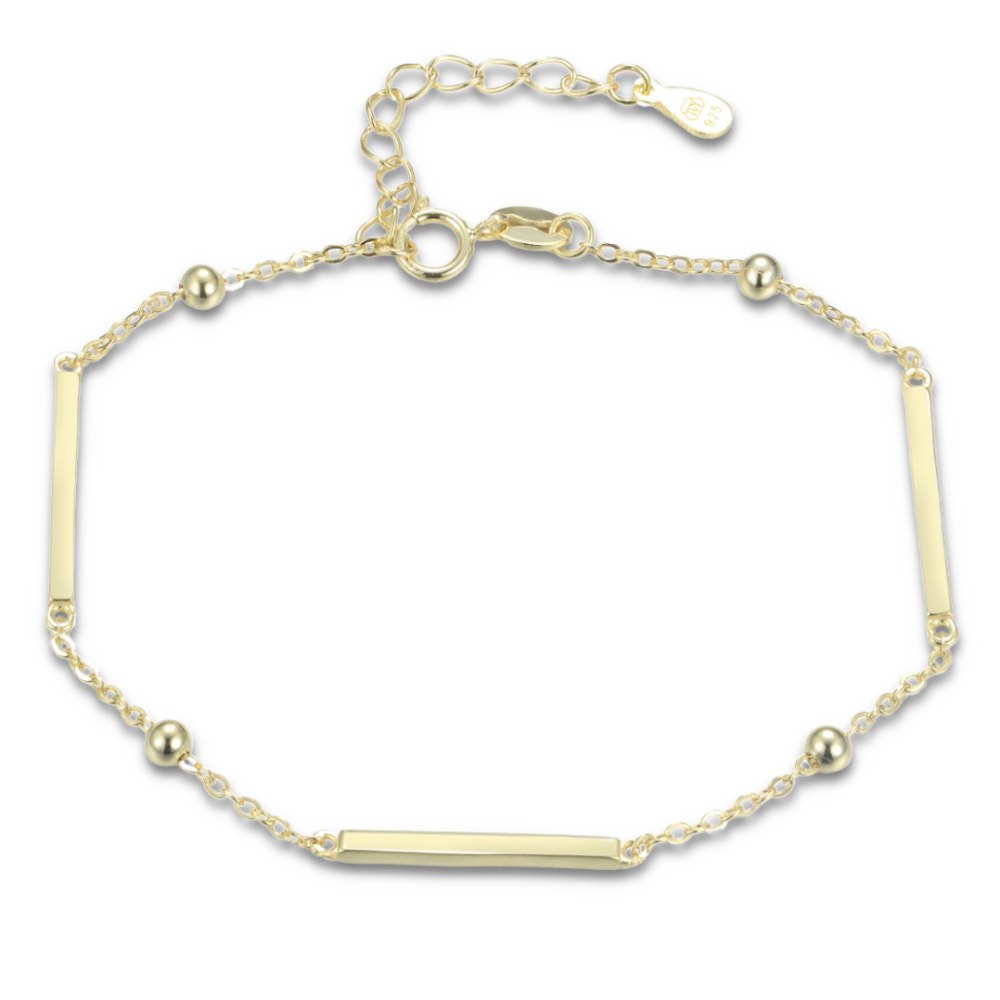 MINET Pozlacený stříbrný náramek s tyčkami, kuličkami  JMAS0303GB16