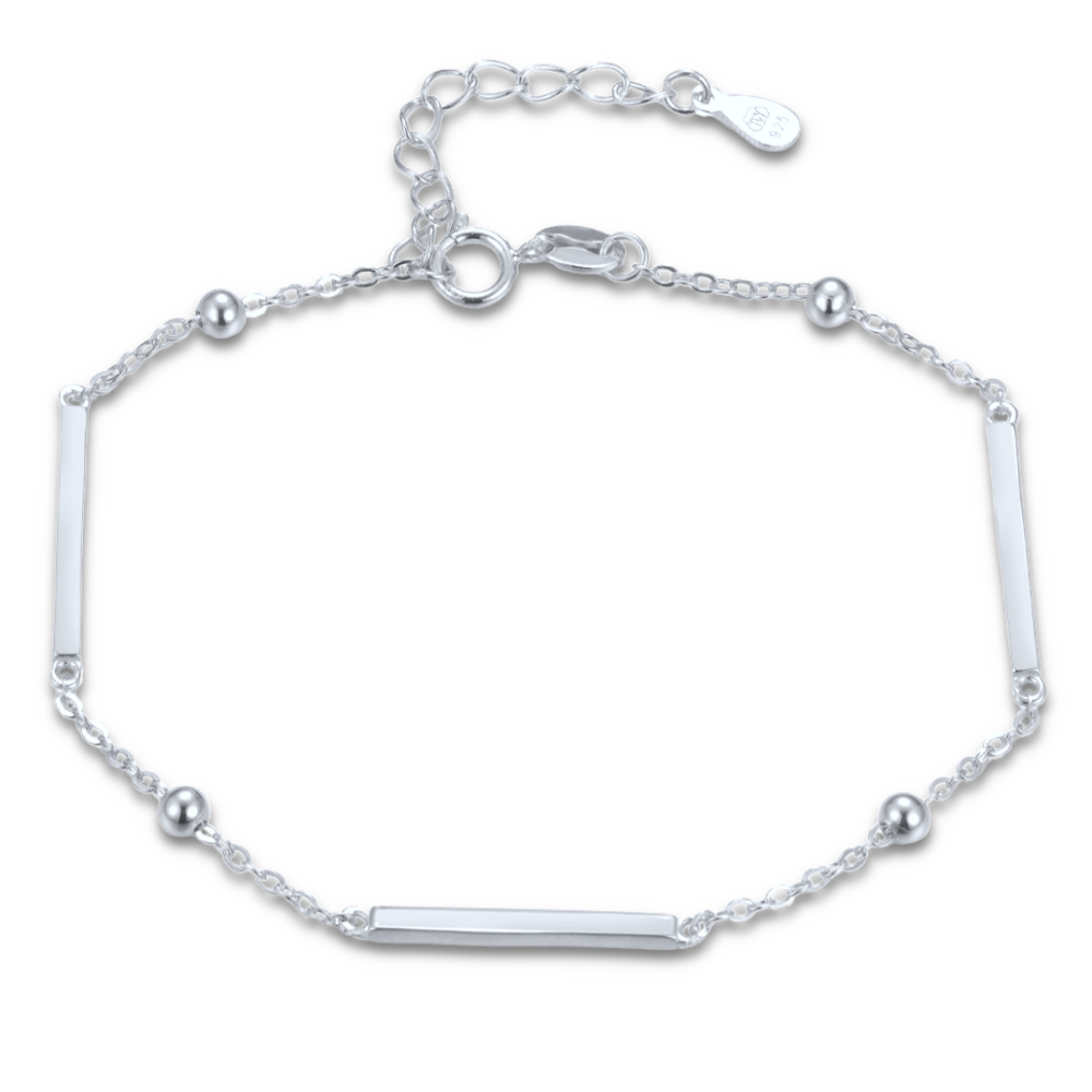 MINET Elegantní stříbrný náramek s tyčkami, kuličkami JMAS0303SB16