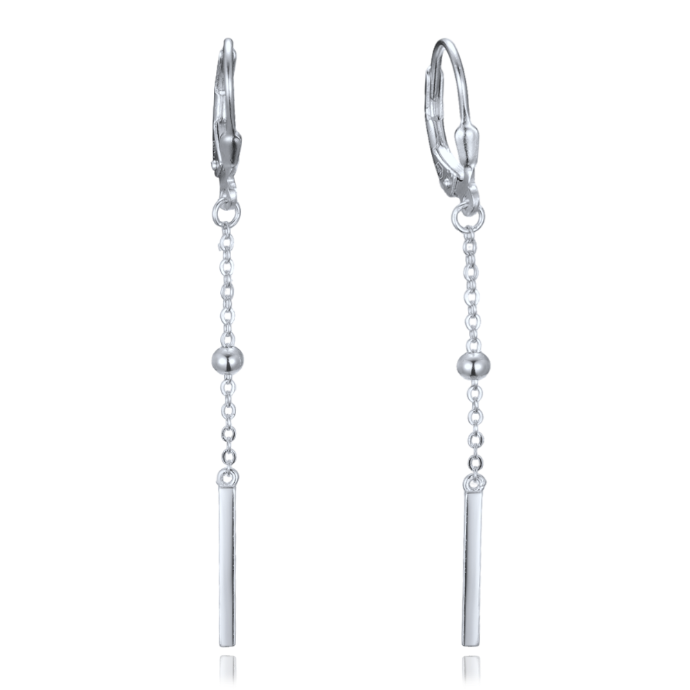 MINET Řetízkové stříbrné visací náušnice s kuličkami a tyčkami JMAS0303SE00