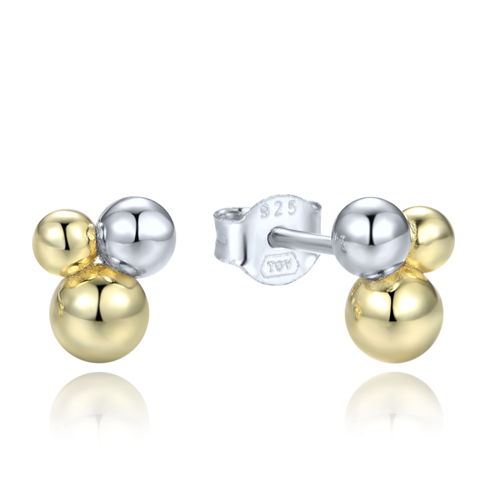 MINET Elegantní stříbrné náušnice stříbrné a pozlacené kuličky