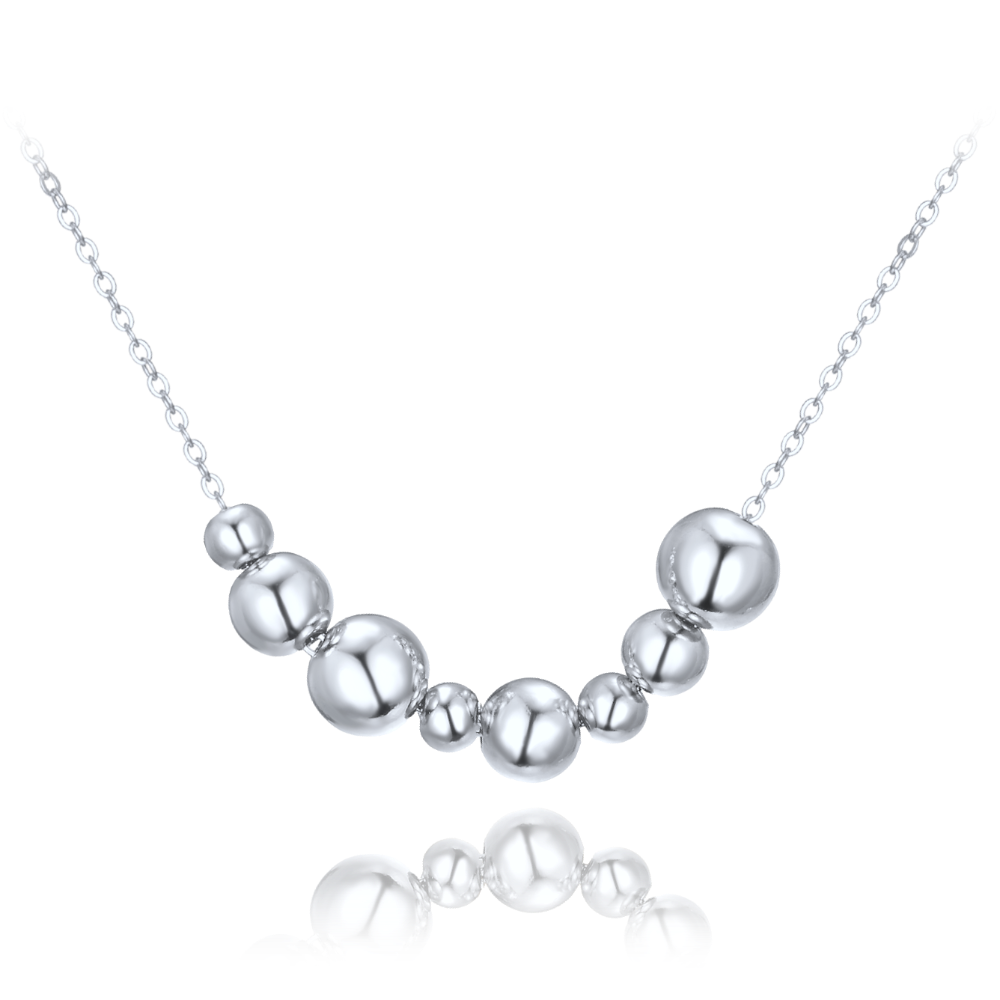MINET Elegantní stříbrný náhrdelník s kuličkami JMAS0305SN42