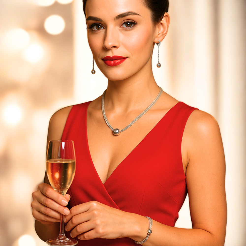 MINET Elegantní stříbrný náhrdelník se třemi řetízky s kuličkou Ag 925/1000 10,65g