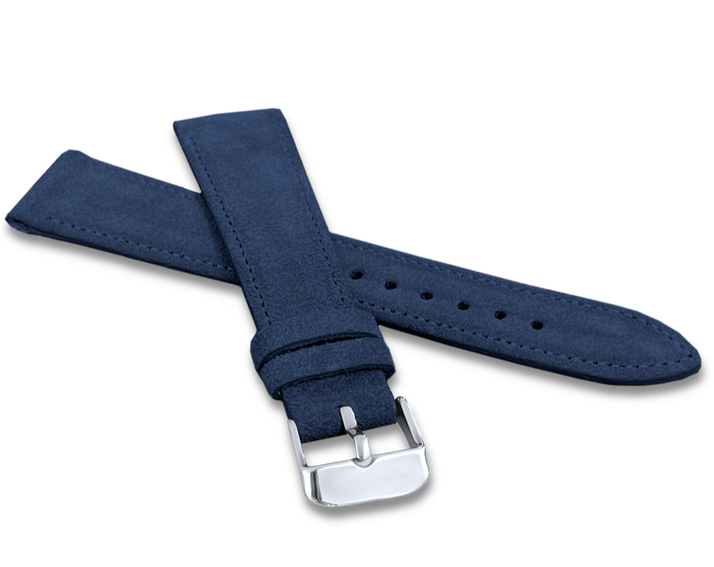 LAVVU Modrý prošitý řemínek SUEDE z luxusní kůže Top Grain - 16 LSAEL16