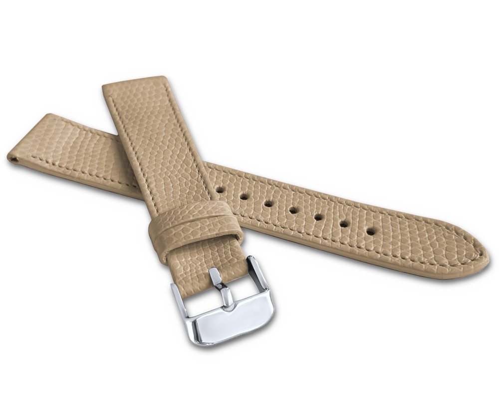 MINET Béžový řemínek LIZARD se vzorem ještěrky z luxusní kůže Top Grain - 16 LSAFF16