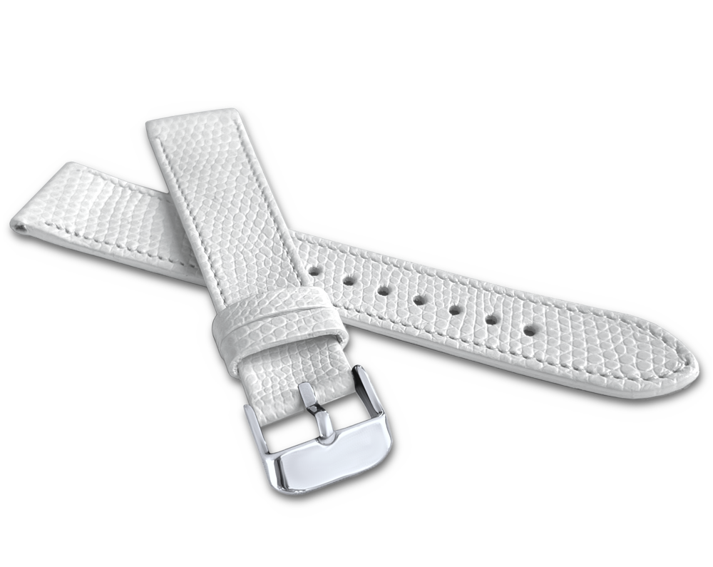 MINET Bílý řemínek LIZARD se vzorem ještěrky z luxusní kůže Top Grain - 16 LSAFW16