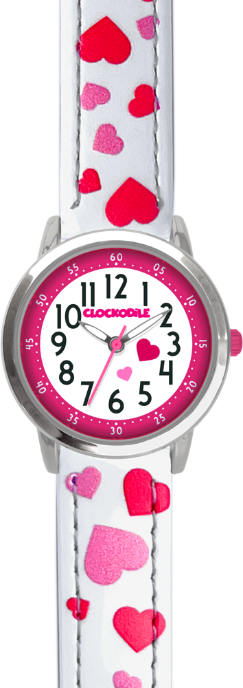 CLOCKODILE Bílé srdíčkové dívčí dětské hodinky SRDÍČKA CWG5211