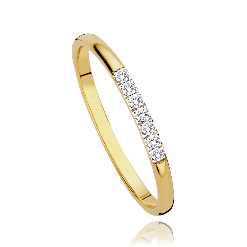 MINET Elegantní zlatý prsten s bílými zirkony Au 585/1000 vel. 58 - 1,20g