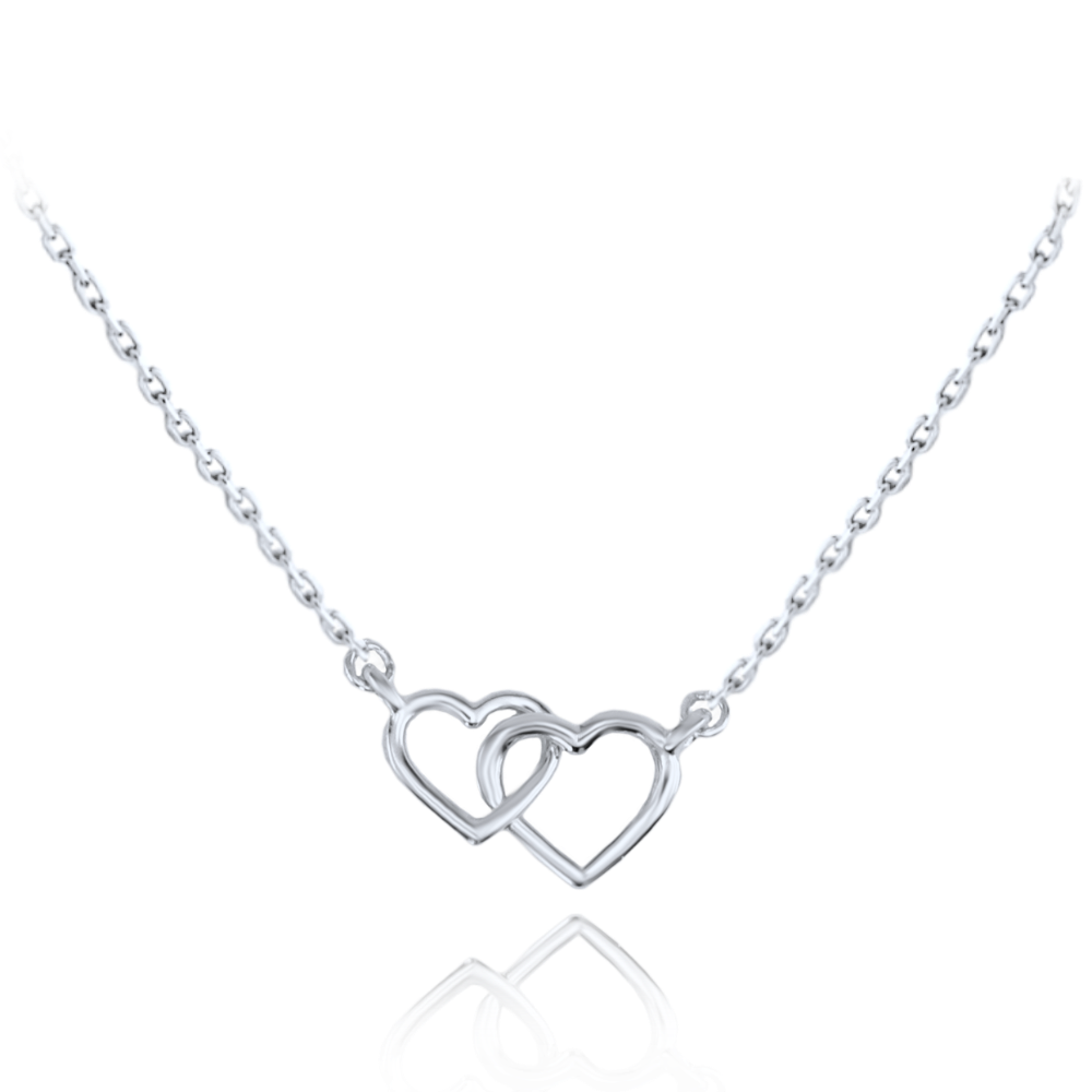 MINET Zlatý náhrdelník z bílého zlata se srdíčky Au 585/1000 1,70g JMG0244WSN48