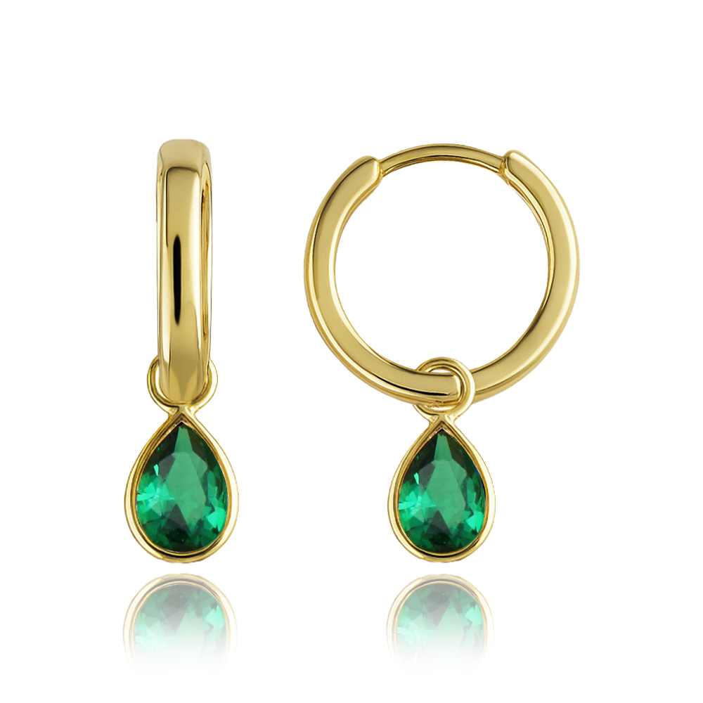 MINET Elegantní zlaté náušnice se zelenými zirkony Au 585/1000 1,75g JMG0269GGE00