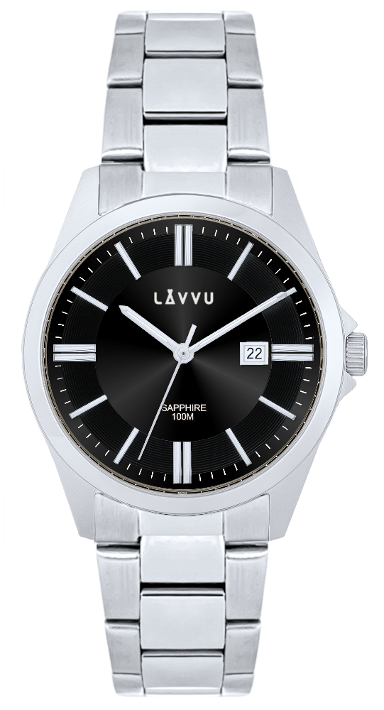 LAVVU Pánské hodinky se safírovým sklem HALLAND Dark Grey LWM0301