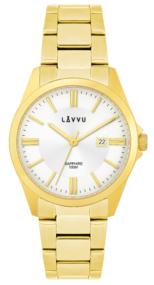 LAVVU Pánské hodinky se safírovým sklem HALLAND Gold LWM0302
