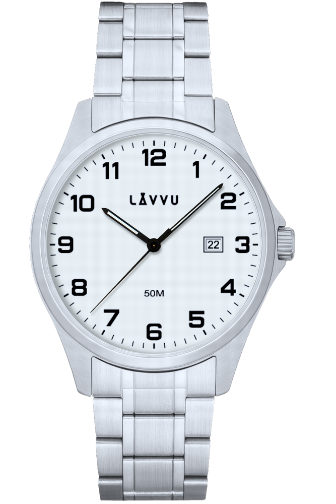 LAVVU Ocelové pánské hodinky GLIMT White LWM0320