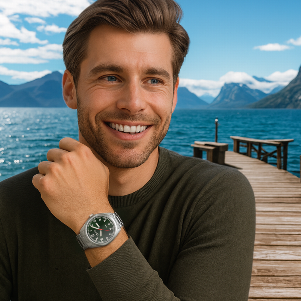 LAVVU Ocelové pánské hodinky FOSEN Green  LWM0312