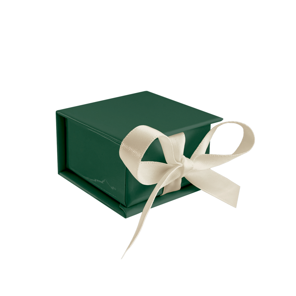 MINET Zelená magnetická krabička na šperky s béžovou stuhou - 5 x 5 x 3 cm XBJXGC1